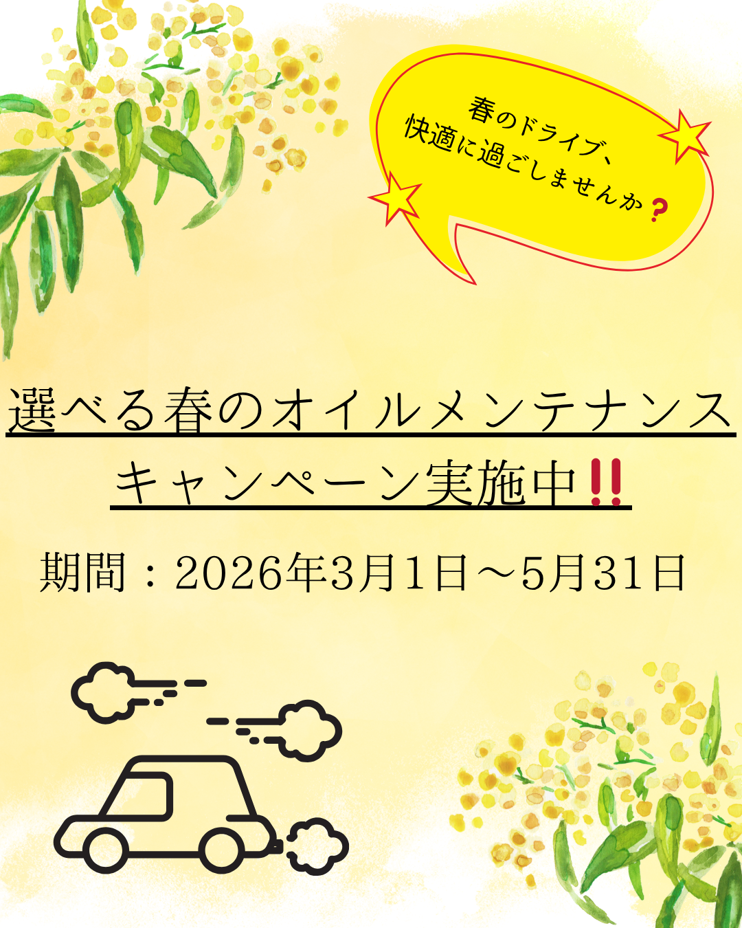 春のメンテナンスキャンペーン実施中！！